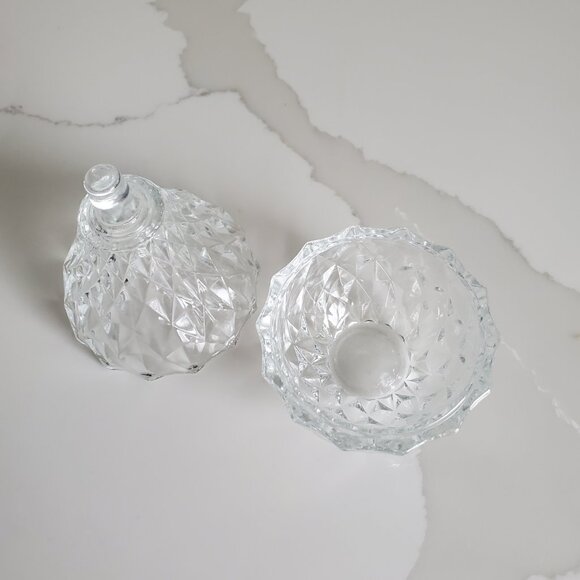 ITALIAN MADE Faceted Glass Pear Trinket Dish w/ Lid - Picture 6 of 6